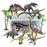 Laden Sie das Bild in den Galerie-Viewer, Educational Realistic Dinosaur Toys Figures Activity Play Mat Trees &amp; Container Playset