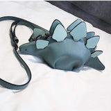Laden Sie das Bild in den Galerie-Viewer, Fashion Stegosaurus Bag Dinosaur Shape Shoulder Bag PU Leather Rivet Purses Handbag Blue-Stegosaurus