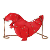 Laden Sie das Bild in den Galerie-Viewer, Fashion Stegosaurus Bag Dinosaur Shape Shoulder Bag PU Leather Rivet Purses Handbag Red-T-Rex