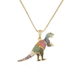 Laden Sie das Bild in den Galerie-Viewer, T-Rex Micro-inlaid Color Zirconium Dinosaur Pendant Necklace Gift for Women Girls T-Rex