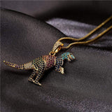 Laden Sie das Bild in den Galerie-Viewer, T-Rex Micro-inlaid Color Zirconium Dinosaur Pendant Necklace Gift for Women Girls