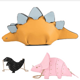 Laden Sie das Bild in den Galerie-Viewer, Triceratops Bag Dinosaur Shape Shoulder Bag PU Leather Rivet Purses Handbag Yellow Stegosaurus+Black T Rex+Pink Triceratops(Save $10)