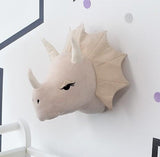 Laden Sie das Bild in den Galerie-Viewer, Wall Mounted Dinosaur Head Home Decor Kids Bedroom Wall Decor Beige Triceratops