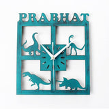 Load image into Gallery viewer, Wood Wall Clock Dinosaur T Rex Triceratops Quartz Clock Decoration for Kids Room Green Square
