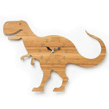 Laden Sie das Bild in den Galerie-Viewer, Wood Wall Clock Dinosaur T Rex Triceratops Quartz Clock Decoration for Kids Room Wood T Rex