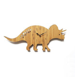 Laden Sie das Bild in den Galerie-Viewer, Wood Wall Clock Dinosaur T Rex Triceratops Quartz Clock Decoration for Kids Room Wood Triceratops