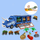 Laden Sie das Bild in den Galerie-Viewer, Dinosaur Toy Triceratops Truck with Pull Back Cars and Figures Storage Carrier Truck 13 Pcs Blue