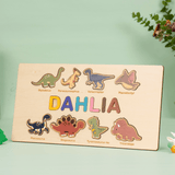 Laden Sie das Bild in den Galerie-Viewer, Personalized Name Alphabet Wooden Puzzle Dinosaur Number Jigsaw Gift Toy Dinosaur