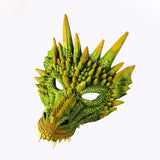 Laden Sie das Bild in den Galerie-Viewer, 3D PU Dinosaur Dragon Mask Halloween Party Props Costumes Decoration Green