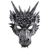 Laden Sie das Bild in den Galerie-Viewer, 3D PU Dinosaur Dragon Mask Halloween Party Props Costumes Decoration Sliver-black