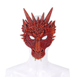 Laden Sie das Bild in den Galerie-Viewer, 3D PU Dinosaur Dragon Mask Halloween Party Props Costumes Decoration Red