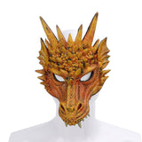 Laden Sie das Bild in den Galerie-Viewer, 3D PU Dinosaur Dragon Mask Halloween Party Props Costumes Decoration Yellow