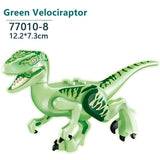 Laden Sie das Bild in den Galerie-Viewer, 5&quot; Luminous Dinosaur Jurassic Theme Building Blocks DIY Action Figures Play Set Velociraptor Green