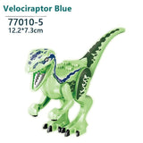 Laden Sie das Bild in den Galerie-Viewer, 5&quot; Luminous Dinosaur Jurassic Theme Building Blocks DIY Action Figures Play Set Velociraptor Blue