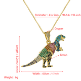 Laden Sie das Bild in den Galerie-Viewer, T-Rex Micro-inlaid Color Zirconium Dinosaur Pendant Necklace Gift for Women Girls