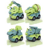 Laden Sie das Bild in den Galerie-Viewer, Inertial Take Apart Construction Dinosaur Truck Car T Rex Triceratops Excavator Toy for Kids 4 Pack